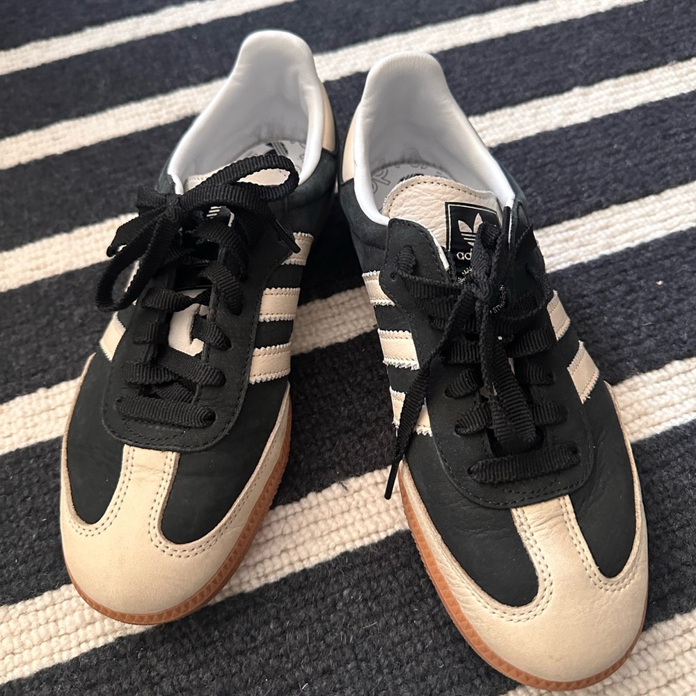 Adidas Samba Black and Beige Trainers